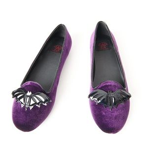 Strange Cvlt Purple Velvet Lydia Bat Flats size 8